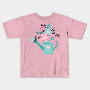 Floral Watering Can Kids T-Shirt